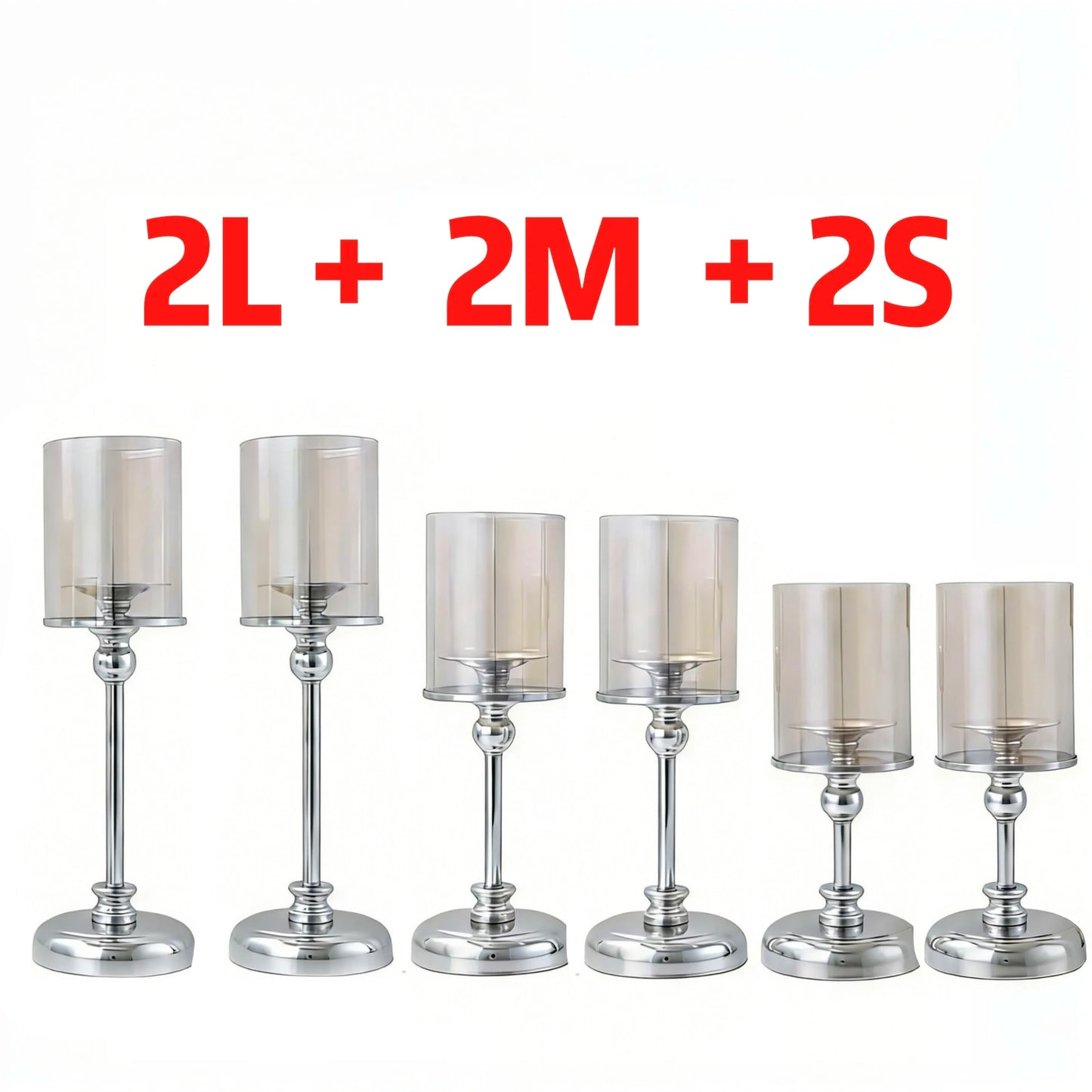 Glass Pillar Candle Holder Set Golden Silver Decorative Candlestick for Wedding Party Table Festival Decor 2026 New Fashion