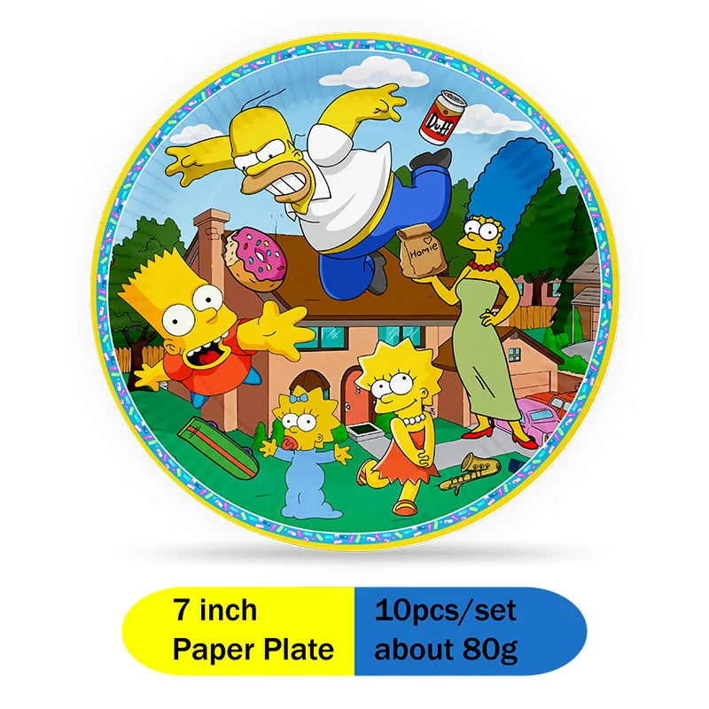 THE SIMPSONS GAME Baby Shower Kids Toy Aluminum Foil Digital Balloon Set Birthday Party Decor and Napkins Disposable Tableware