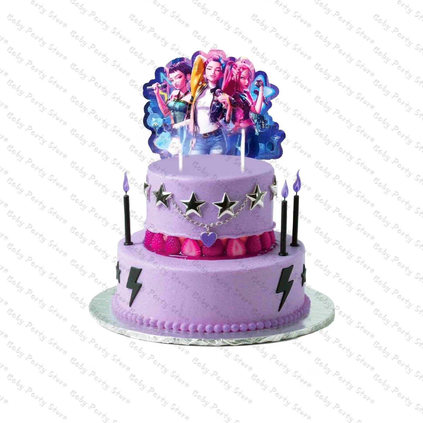 Demon Hunters Paper Cupcakes Topper Decor Birthday Cake Topper Set K-pop Anime Movie Demon Hunters Girls Party Cake Decora
