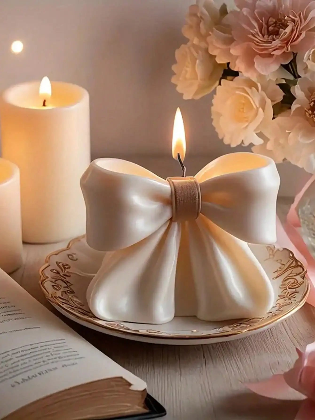 1pc Bow scented Candle, 3D Bow Design Long-Lasting Fragrance, Suitable For Home Decoration, Perfect Valentine's Day gifts