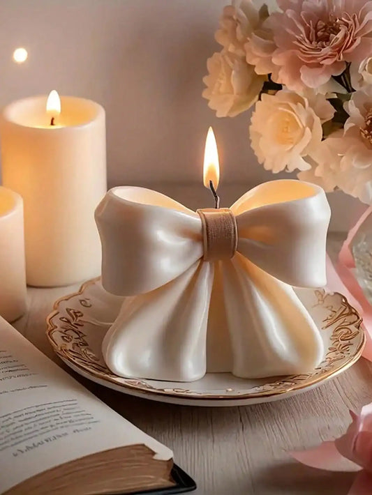 1pc Bow scented Candle, 3D Bow Design Long-Lasting Fragrance, Suitable For Home Decoration, Perfect Valentine's Day gifts