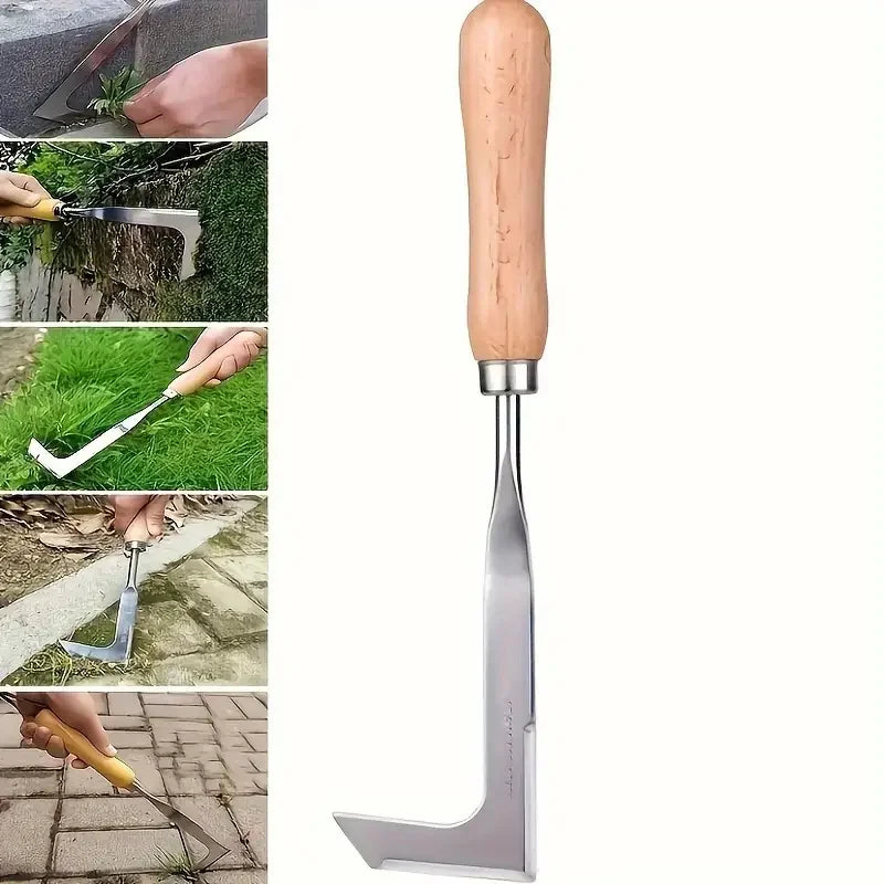 1pc 13.5inch L-shaped Stainless Steel Gap Weeding Tool Garden Hand Tool, For Clearing Weeds On Yard, Patio, Driveway