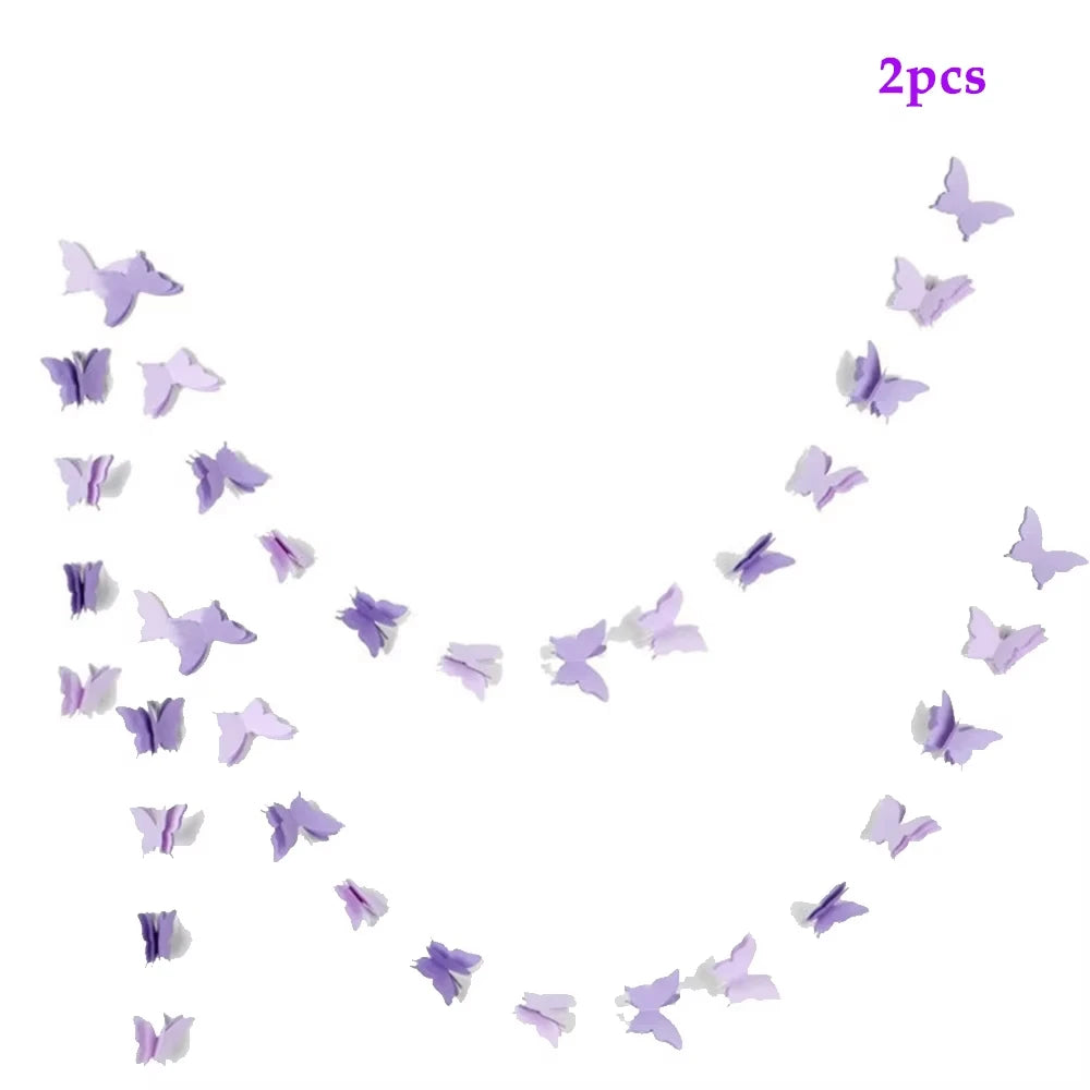Purple Butterfly Party Decoration Disposable Paper Plates Napkins Cups Straw Tableware Set for Butterfly Birthday Party