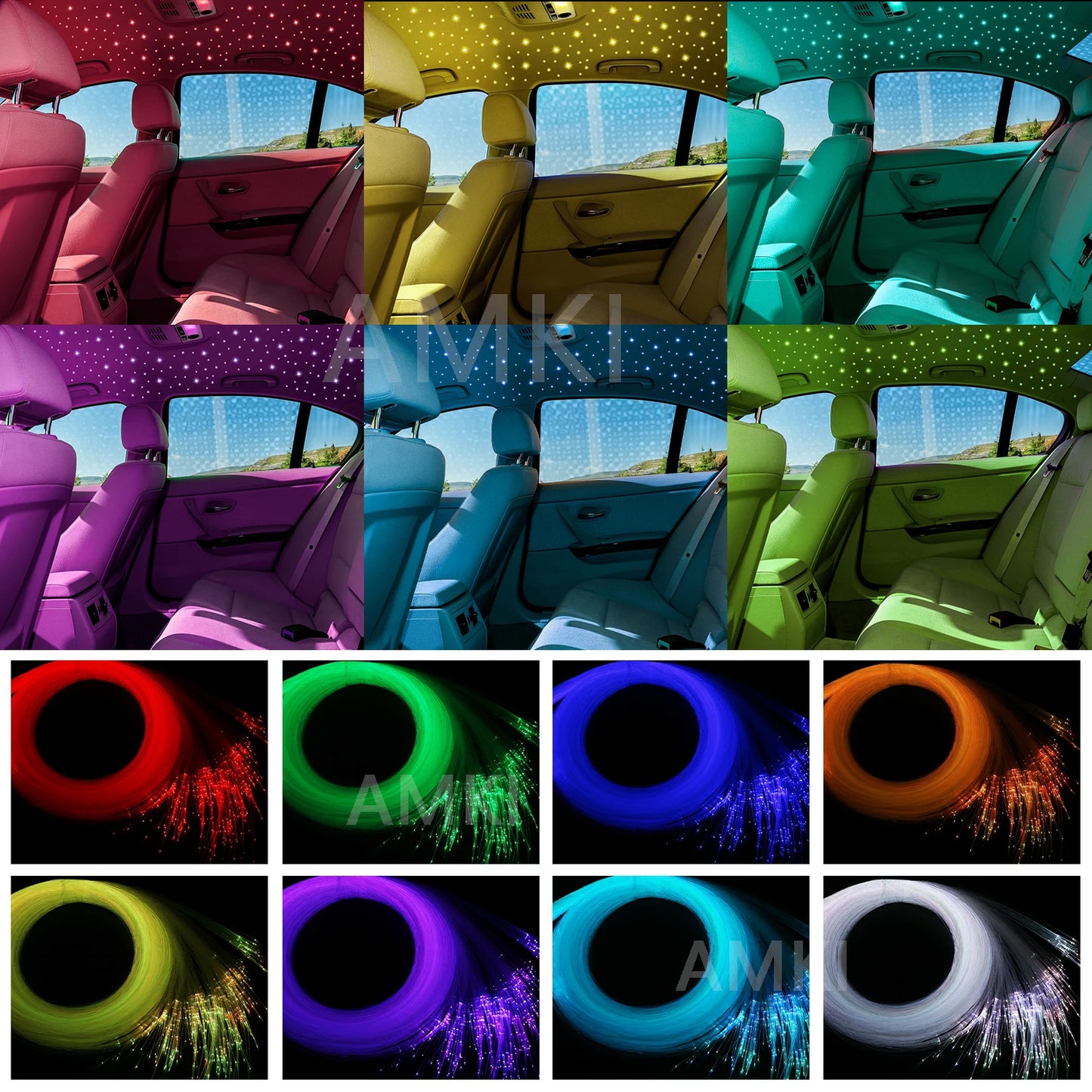 Mini 6W Twinkle Starry Sky Fiber Optic Ceiling Light APP Controlled Star Roof Atmosphere Car Interior Home Decorative Light