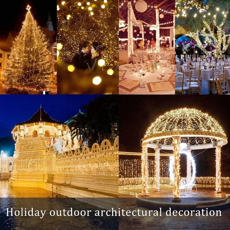 7m/12m/22m/32m LED Solar Light Outdoor Garden Fairy String Light Led Twinkle Waterproof Lamp for Christmas Patio Tree Party