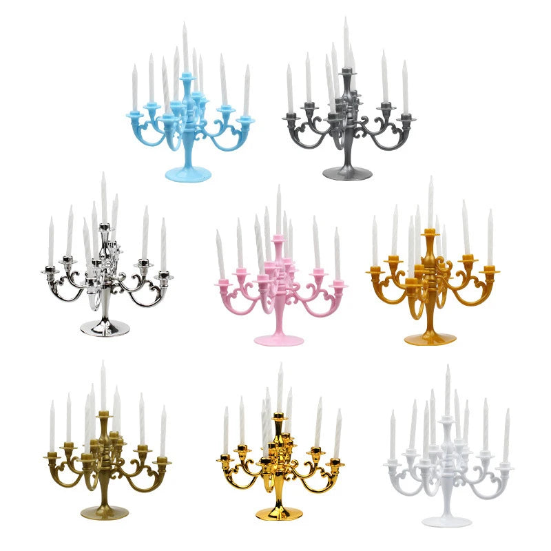 Ins Style Retro European Luxury Cake Decoration Candlestick Baking Birthday Party Wedding Small Plug-In Supplies Theme Girl