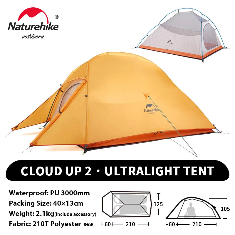 Naturehike Cloud Up 1 2 3 Person Camping Tent Ultralight Waterproof Trekking Tents Hiking Backpacking Shelter Tent Travel Tent
