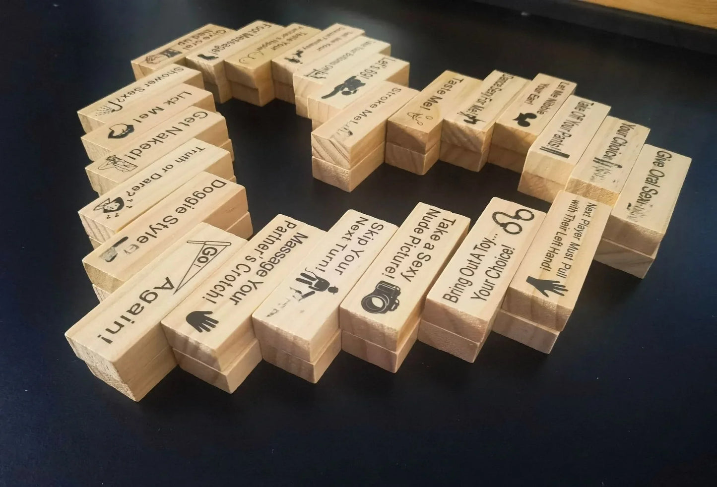 Colorful Block Tower Game for Couples, Romantic Date Night Jenga, Creative Desktop Ornament, Fun Tabletop Building Toy