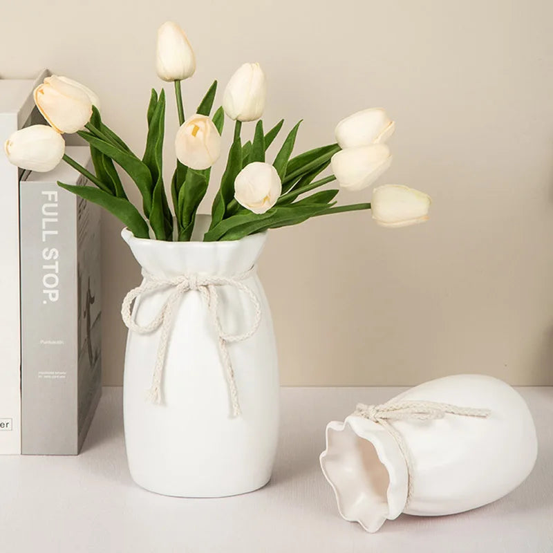 1Pc Bow Design Plastic Flower Vase Modern Art Nordic Decorative Vase  Used for Wedding, Living Room, Office, Bedroom Decoration