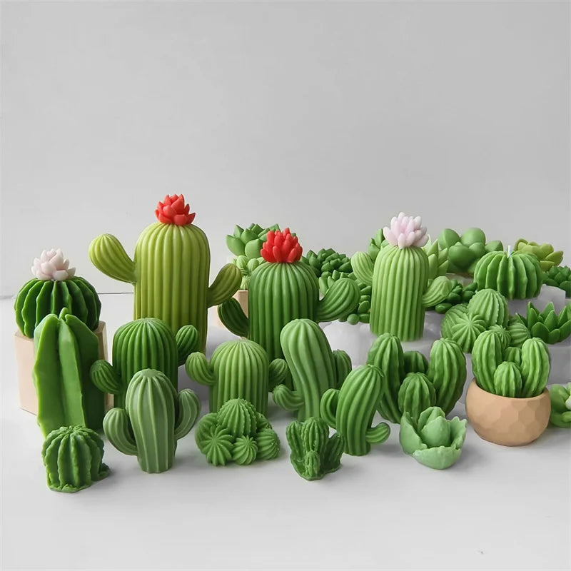 3D Silicone Candle Soap Mold Cactus Succulents Plaster Cement Mold Home Decoration DIY Aromatherapy Wedding Gifts silicone molds