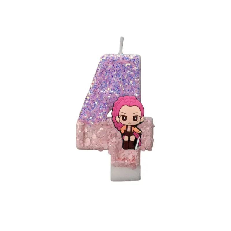 Cartoon Cute Girl Group Hunters Digital Candle Number 0-9 Kids Birthday Cake Decoration Supplies Party Accessories Supplies