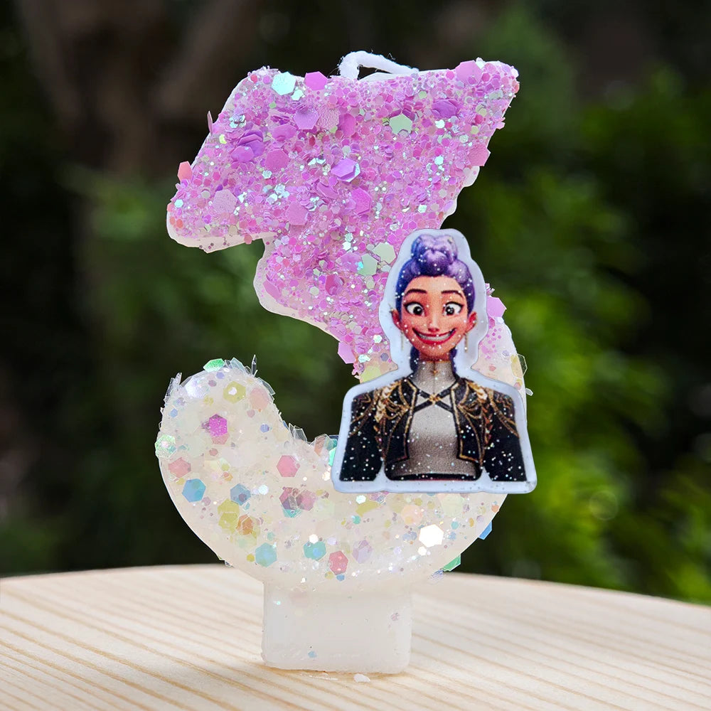 New Kpop Demon Hunters Theme Candle Number 0-9 Birthday Party Cake Decoration Cartoon Baby Shower Supplies Kids Gifts