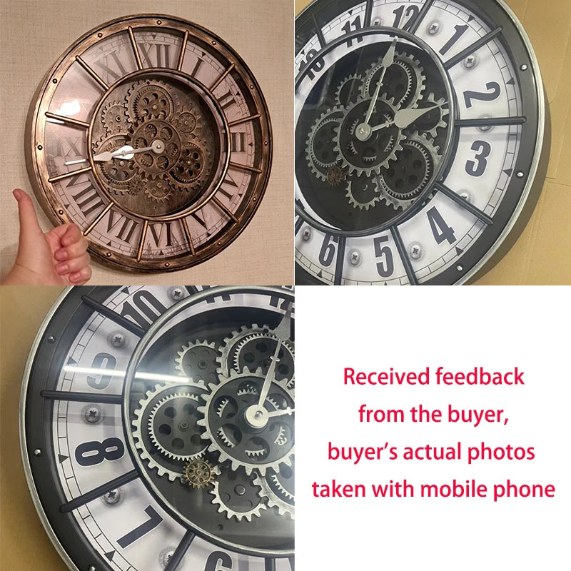 46cm Tianji Star Retro Rotating Gear Wall Clock Home Decorative Wall Clock Stylish Silent Scanning Movement Quartz Wall Clocks
