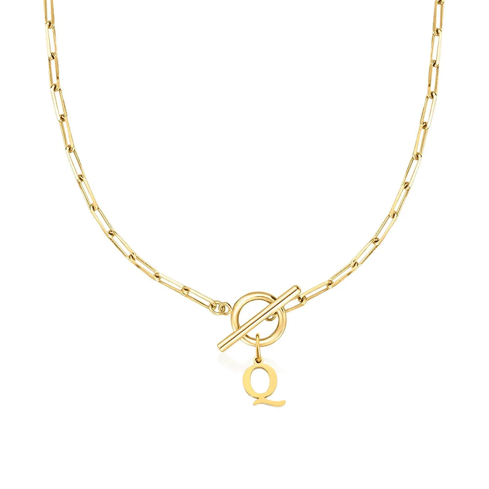 Women's stainless steel Initial necklace A-Z Letter charms pendant Choker Women collar Chain Ot Deduction Necklace For Women2025