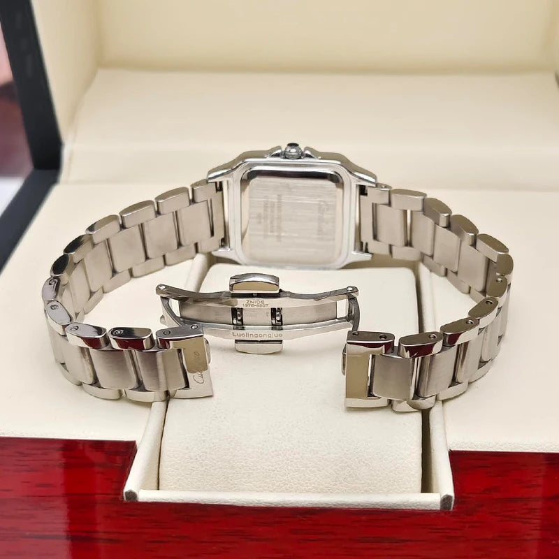 Light Luxury Small Square Elegant Women's Watch, High-End Women's Watch, Luxurious, Fashionable, Casual, Simple, Compact, Trendy Watch for Female Students, European and American Style Quartz Watch, Suitable for Daily and Busi