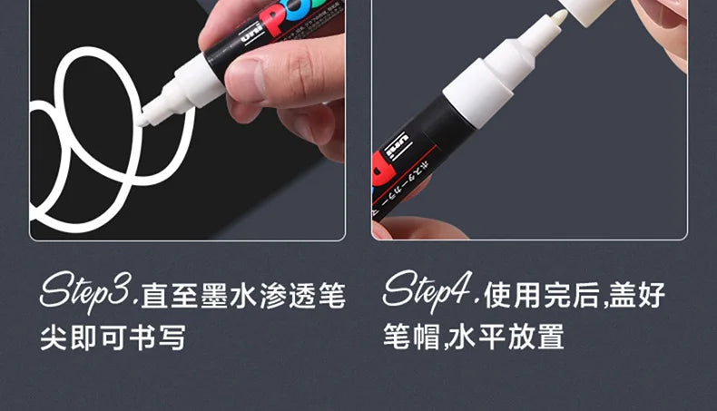 UNI Posca White Waterproof Permanent Acrylic Marker Pens Marcadores Non-fading POP Poster Pen Graffiti Advertisement Paint Pens