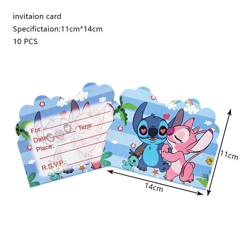 New Stitch Birthday Party Decoration Foil Latex Balloon With Pattern For Kids Event Supplies Disposable Tableware Plate Backdrop