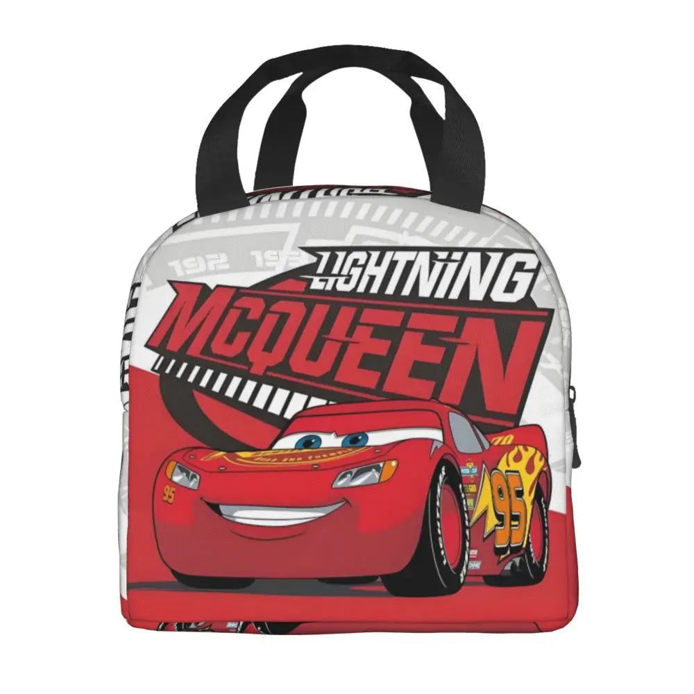Custom Car 95 Lightning Mcqueen Insulated Lunch Bag for Women Resuable Racing Car Thermal Cooler Bento Box Office Picnic Travel
