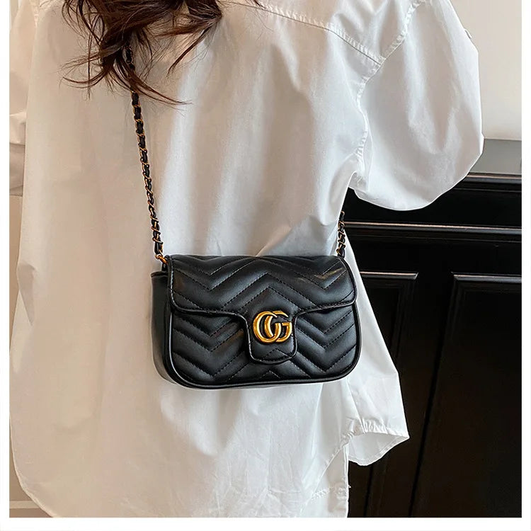 Fashion Design Women's Small Square Stylish Handbag Luxury Chain Crossbody Shoulder Handbags Luxury Embroidered Check Square Bag