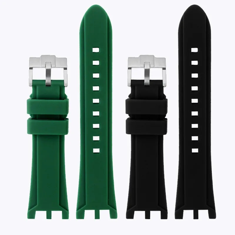 Rubber Watch Band For Versace V-RACE DUAL Series Strap Silicone Watch Accessories 24mm Waterproof Belt Notch Special Concave