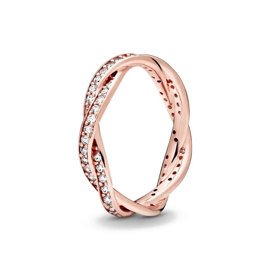 18K Rose Gold Plated 925 Originales Silver SilverLock To Love Heart Stone Wedding Luxury Ring Set For Woman Jewelry Party Gift