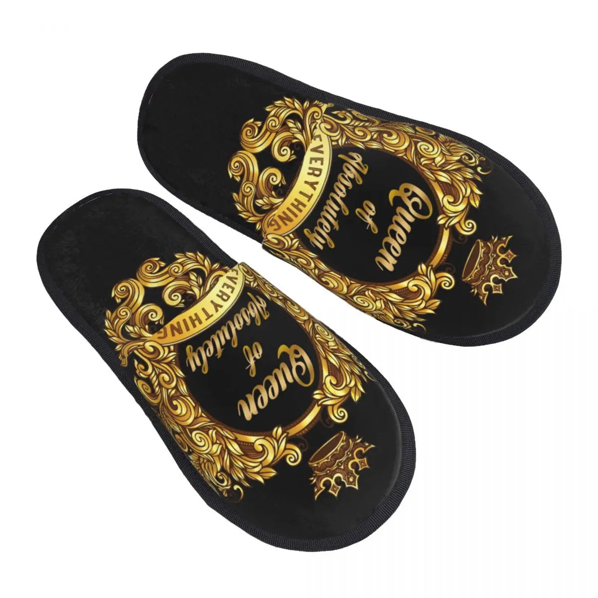 Custom Vintage Baroque Prints Greek Ornament Golden Meander Meandros Soft Scuff Memory Foam Slippers Women Hotel House Shoes