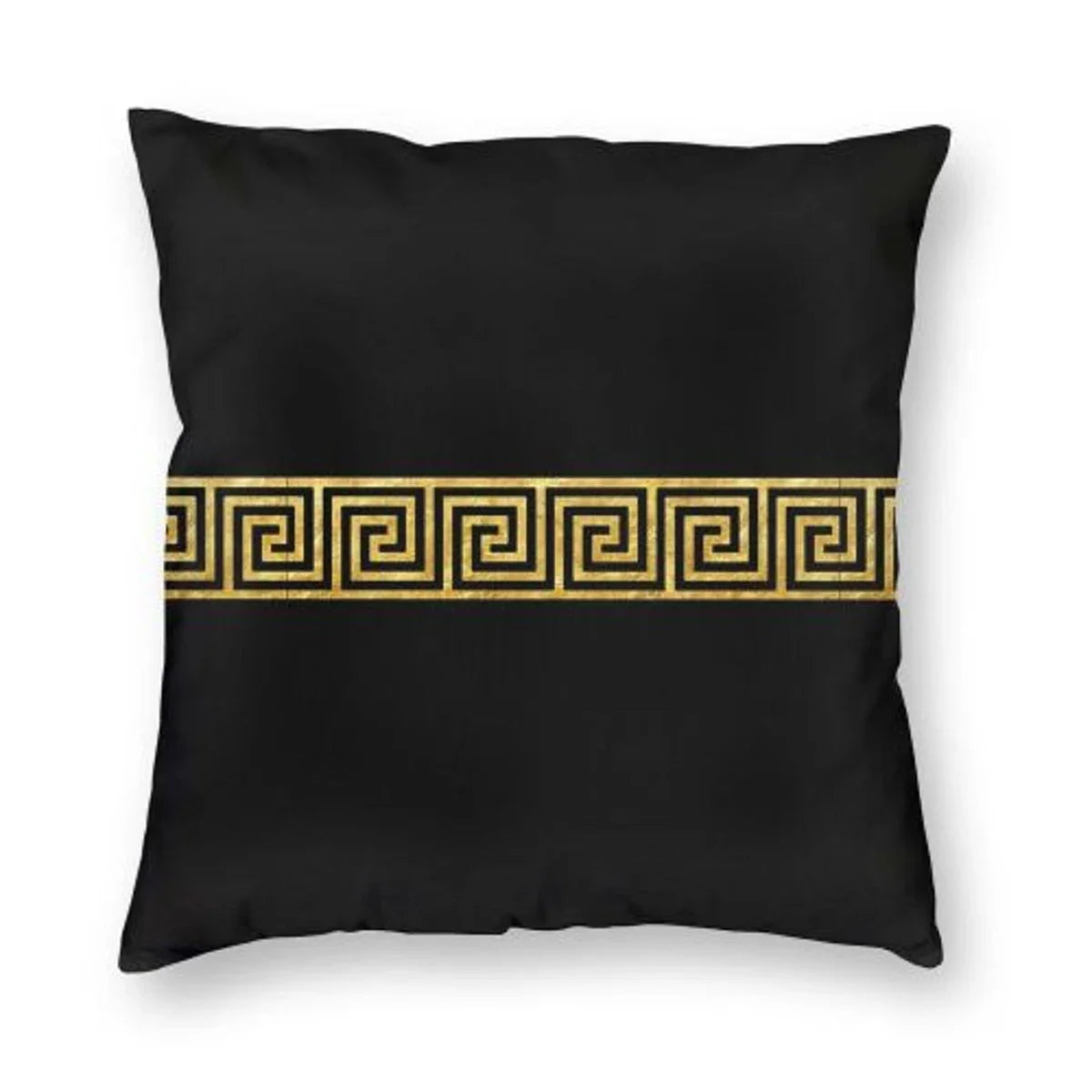 Greek Key Meander Black Gold Large Pillowcase Soft Cushion Cover Decoration Throw Pillow Case Cover Home Square 45X45cm