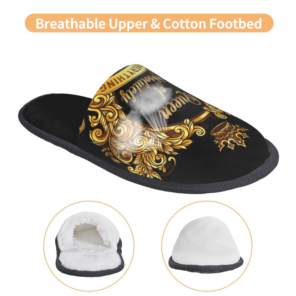 Custom Vintage Baroque Prints Greek Ornament Golden Meander Meandros Soft Scuff Memory Foam Slippers Women Hotel House Shoes