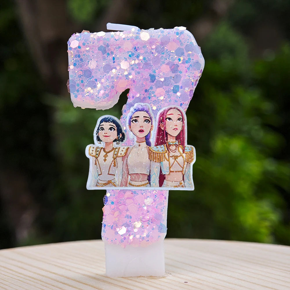 Kpop Demon Hunters Candle Number 0-9 Soccer Candle Cake Decoration Birthday Party for Kids Baby Shower Decor Gift