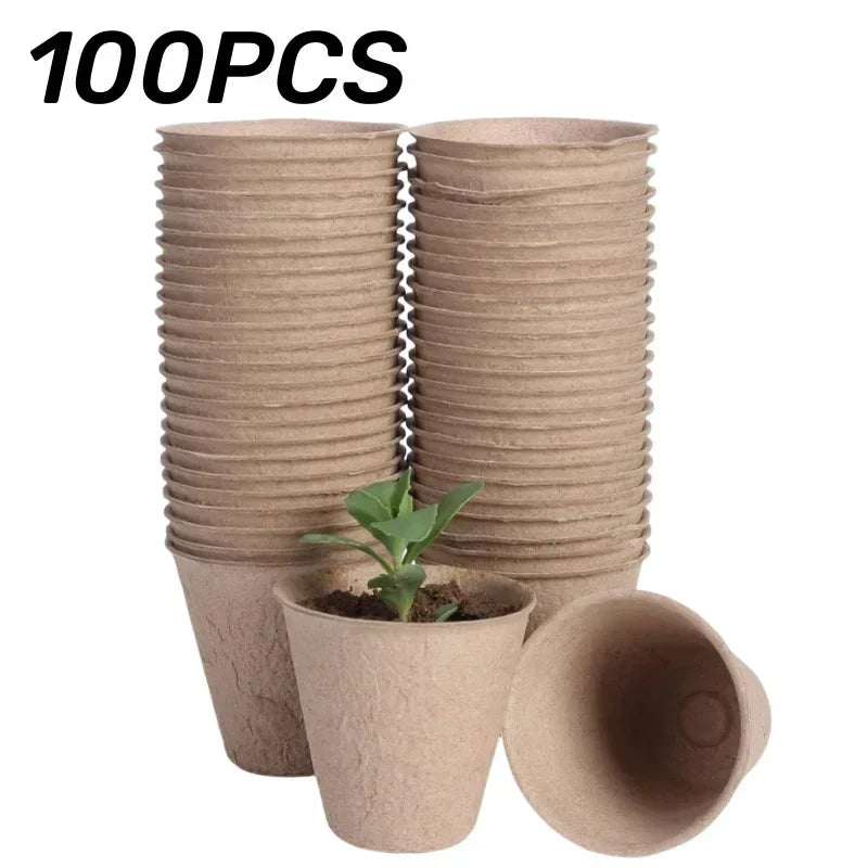 Peat Pots Biodegradable Transplanters Pulp Paper Flower Plant Seedlings Pots Seed Germination Tray Eco Garden Starter Kit