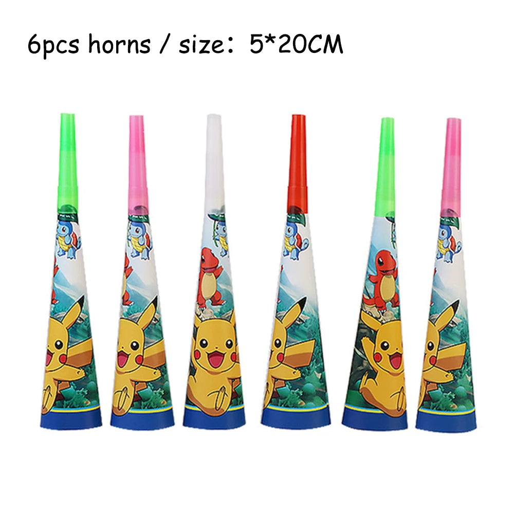 Pokemons Party Birthday Decoration Happy Pikachu Theme Tableware Cups Plates Balloons Banner Supplies Kids Favors Baby Shower