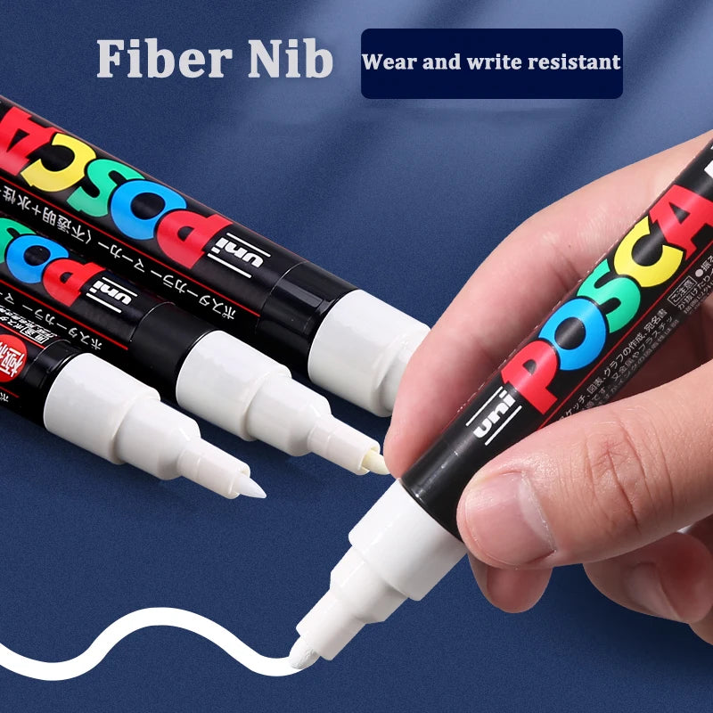 UNI Posca White Waterproof Permanent Acrylic Marker Pens Marcadores Non-fading POP Poster Pen Graffiti Advertisement Paint Pens