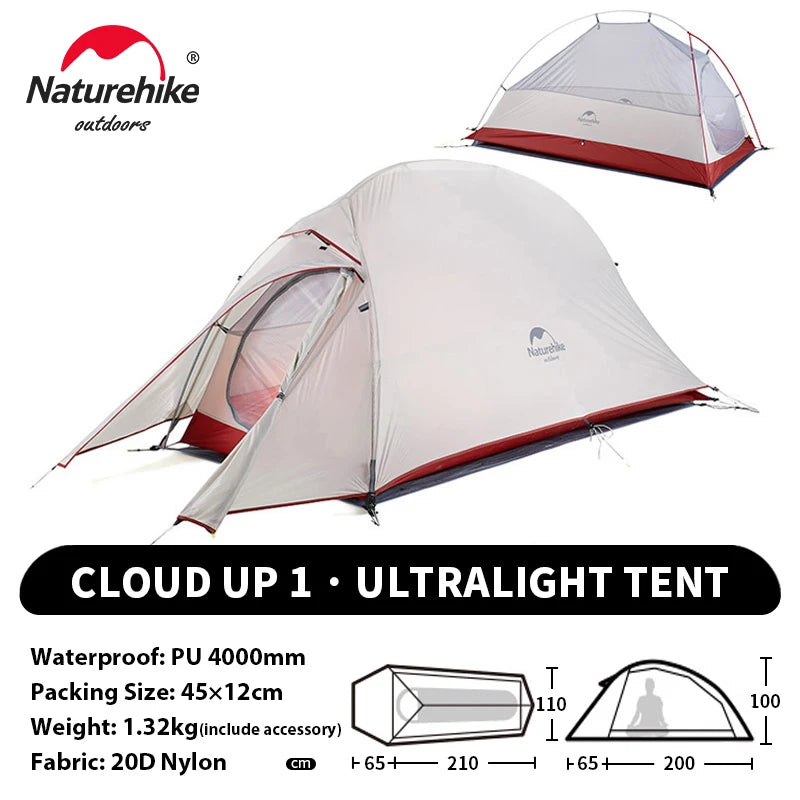 Naturehike Cloud Up 1 2 3 Person Camping Tent Ultralight Waterproof Trekking Tents Hiking Backpacking Shelter Tent Travel Tent