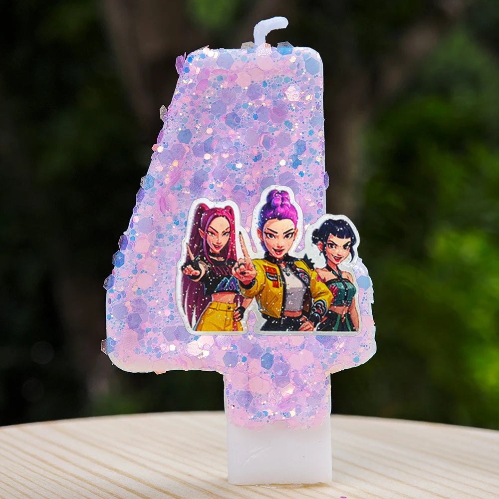 Kpop Demon Hunters Candle Number 0-9 Soccer Candle Cake Decoration Birthday Party for Kids Baby Shower Decor Gift