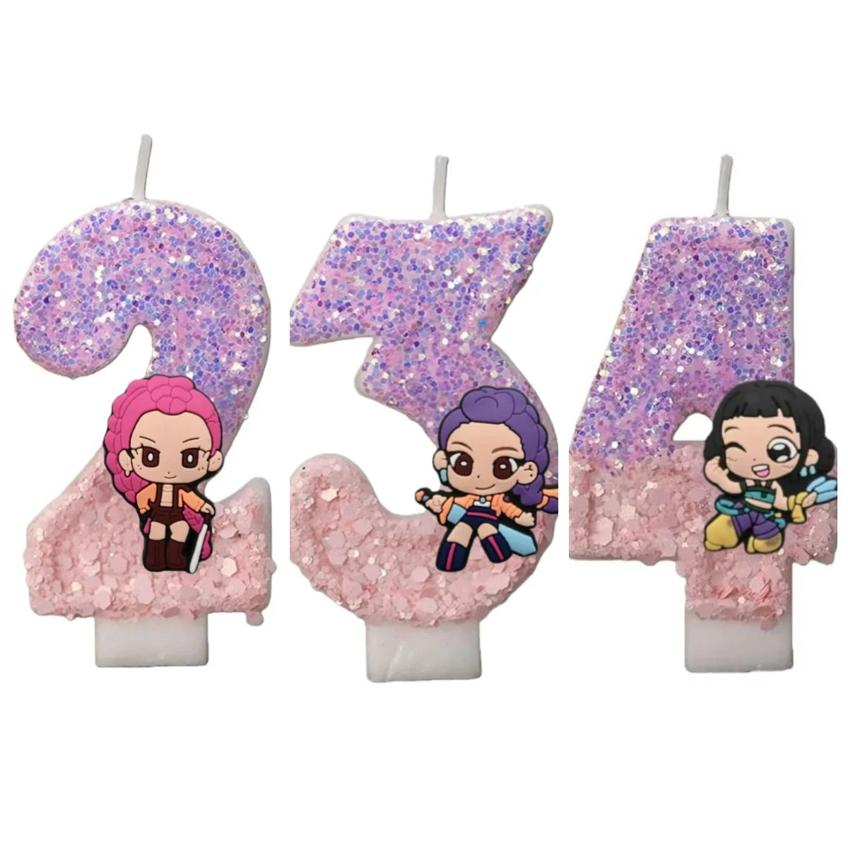 Cartoon Cute Girl Group Hunters Digital Candle Number 0-9 Kids Birthday Cake Decoration Supplies Party Accessories Supplies