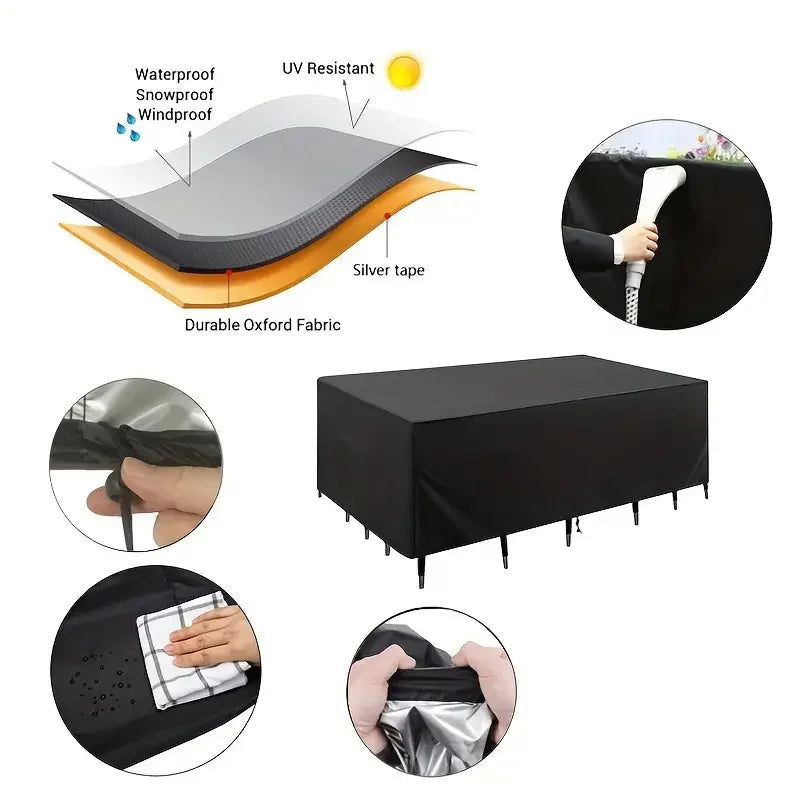 Patio Furniture Covers, Table and Chair Covers Waterproof, Dustproof, UV-Resistant 210D Oxford Fabric Protective Covers