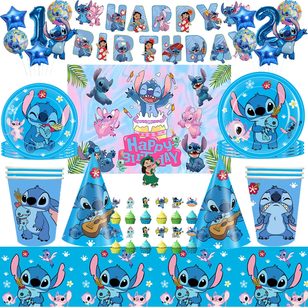 Disney Stilt themed party disposable cutlery paper cup paper plate table bra flag children's birthday party decoration set