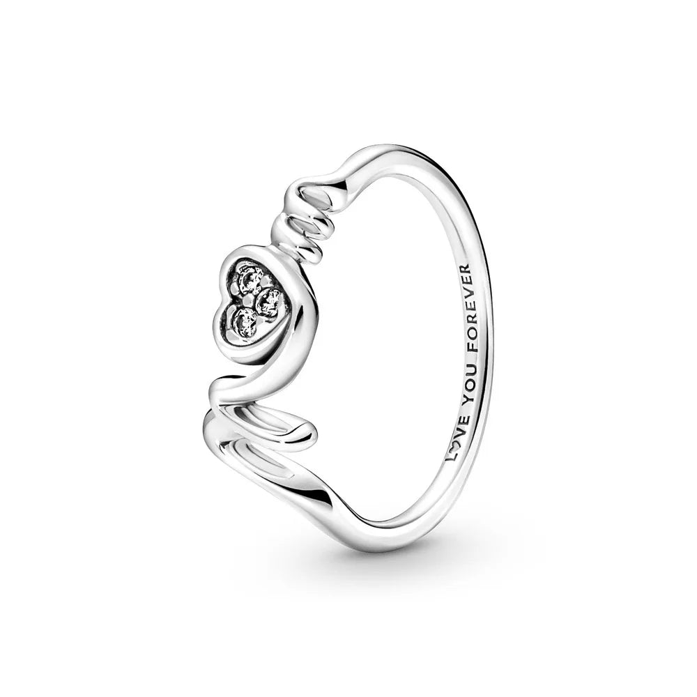 New White Series Original 925 Sterling Silver Women Finger Rings for Women Silver Daisy Mom heart Zirconia Stone Luxury Jewelry
