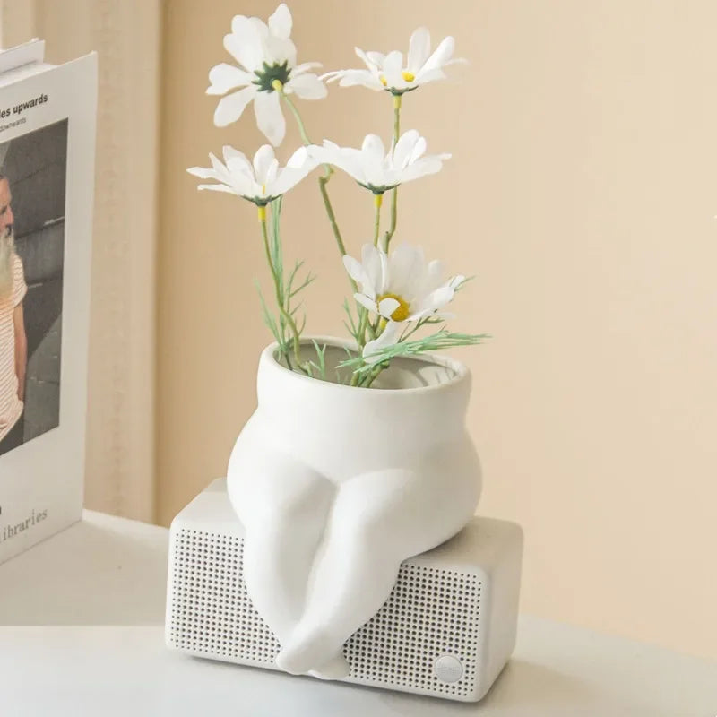 Ceramic Leg Vase Decorative Body Art Flower Pots Hydroponic Vase  Flower Planting Succulent Plants Vase Living Room Decoratio