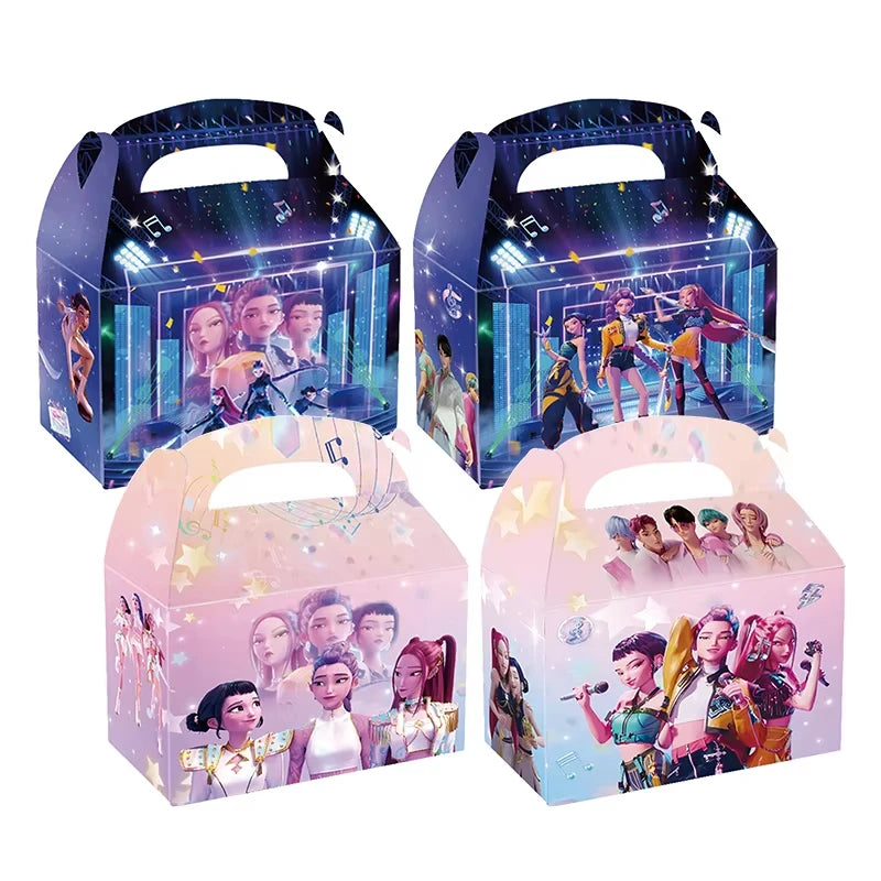 Kpop Demon Hunters Party Favor Treat Boxes Paper Gift Big for Snacks Cookie Candy Pinata Fillers Toys Birthday Party Babyshower