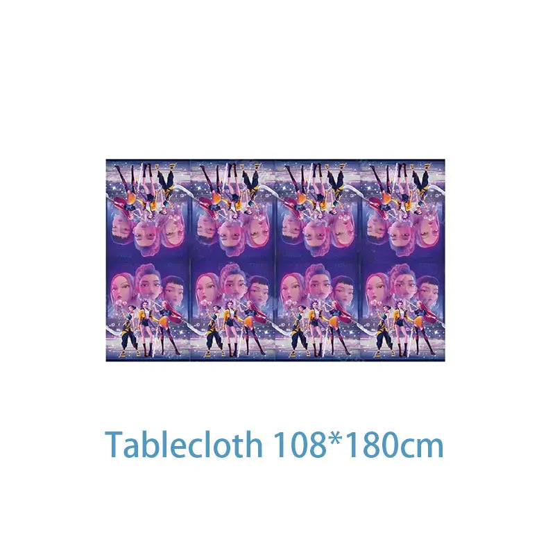 New Anime Kpop Demon Hunters Birthday Party Decorations Set Kpop Theme Cup Plate Gift Bags Balloons Banner Supplies Girls Favors