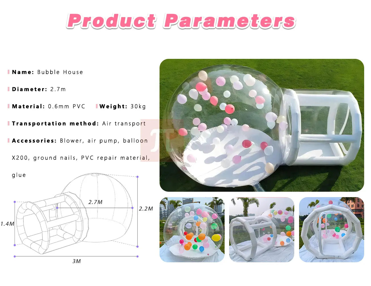 Inflatable Bouncy Bubble House Kids Play with Blower Balloon Transparent PVC Outdoor Dome Tent Bouncer for Chlidren Toys