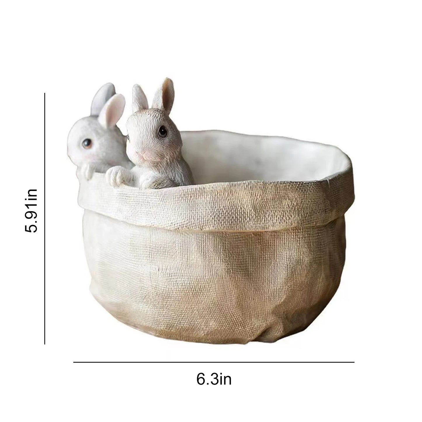 Resin Easter Bunny Planter Decorative Rabbits Flower Pots Ornament Cute Nordic Style Planter for Home Courtyard Lawn Decoration