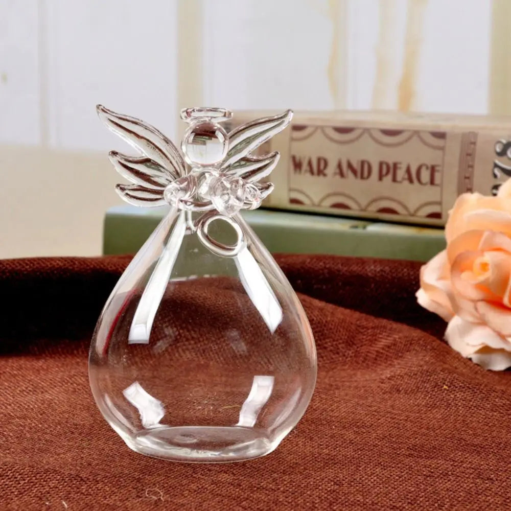 Cute Angel Glass Vases Creative Clear Glass Hanging Vase Flower Plant Stand Hanging Hydroponic Vase Home Office Wedding Decor