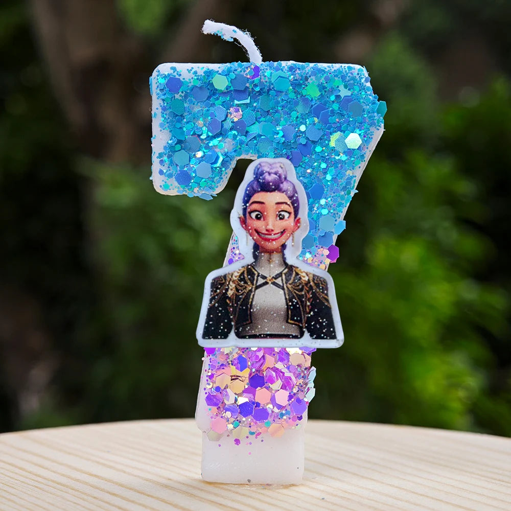 New Kpop Demon Hunters Theme Candle Number 0-9 Birthday Party Cake Decoration Cartoon Baby Shower Supplies Kids Gifts