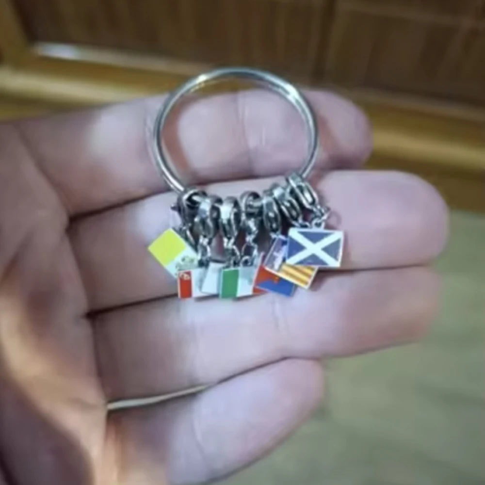 Trendy 10mm width National Country Flags Charms Stainless Steel Bracelet Charms for DIY Making Necklace Bagchain Keychain