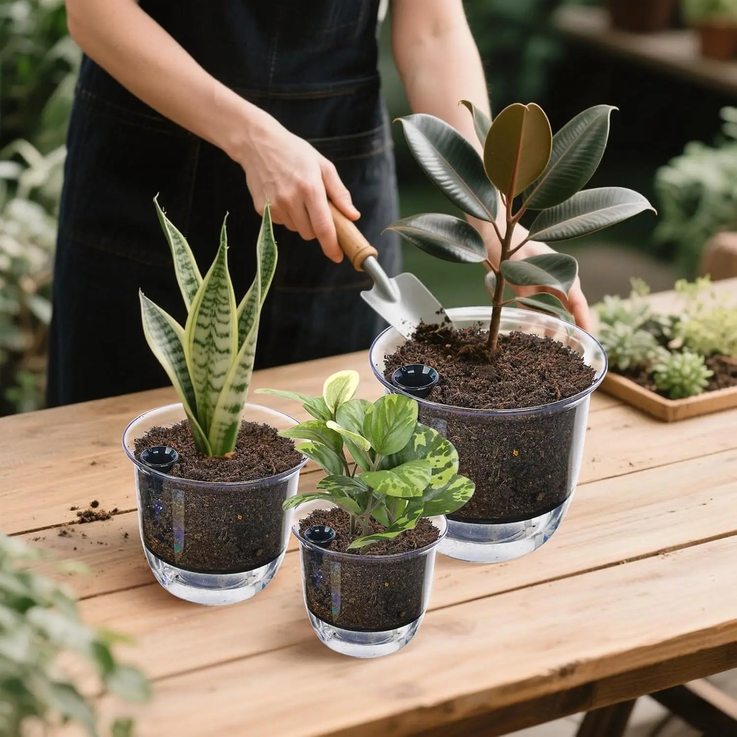 Plastic Plant Pots Self Watering Planter Indoor Flower Seed Nursery Pots for Orchid Violet Automatic Water Absorbing Garden Pot