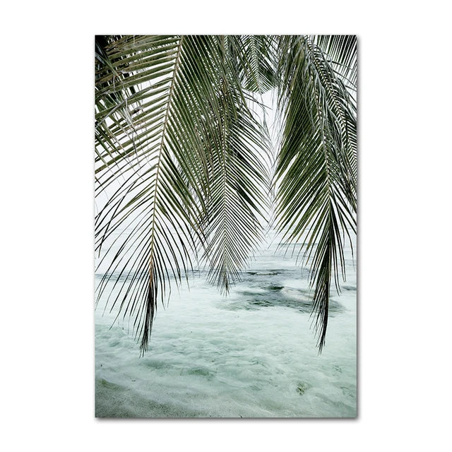 Beach Sea Ocean Canvas Wall Art Poster Bridge Leaves Turtle Seagull Print Painting Vibrant Summer Picture Nordic Home Decoration