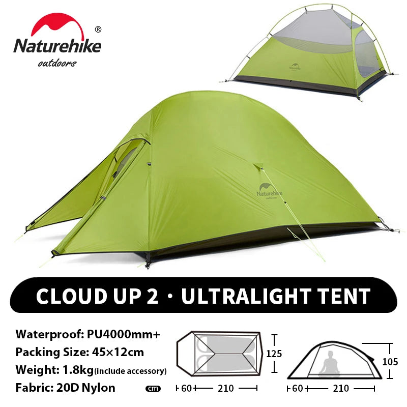 Naturehike Cloud Up 1 2 3 Person Camping Tent Ultralight Waterproof Trekking Tents Hiking Backpacking Shelter Tent Travel Tent