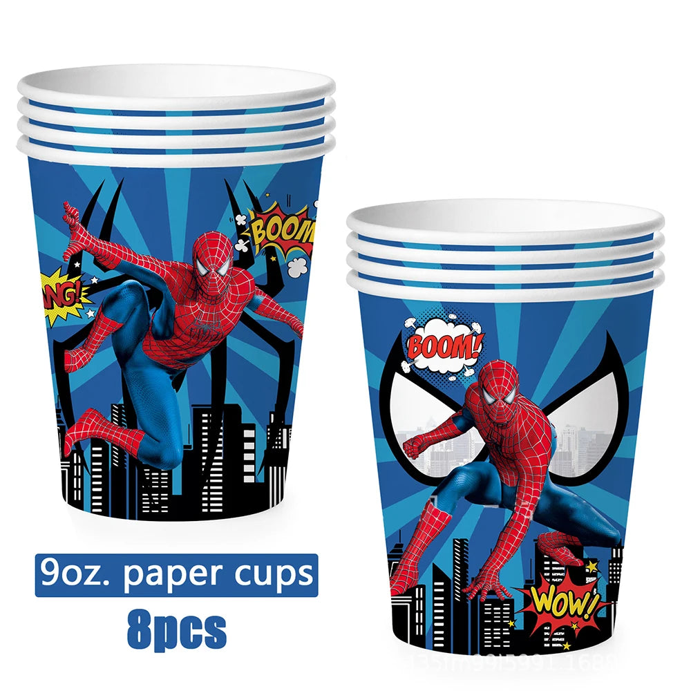 Spiderman Theme Birthday Party Decoration Blue Red SpiderMan Disposable Tableware Set Banner Balloons for Baby Shower Kids Gifts